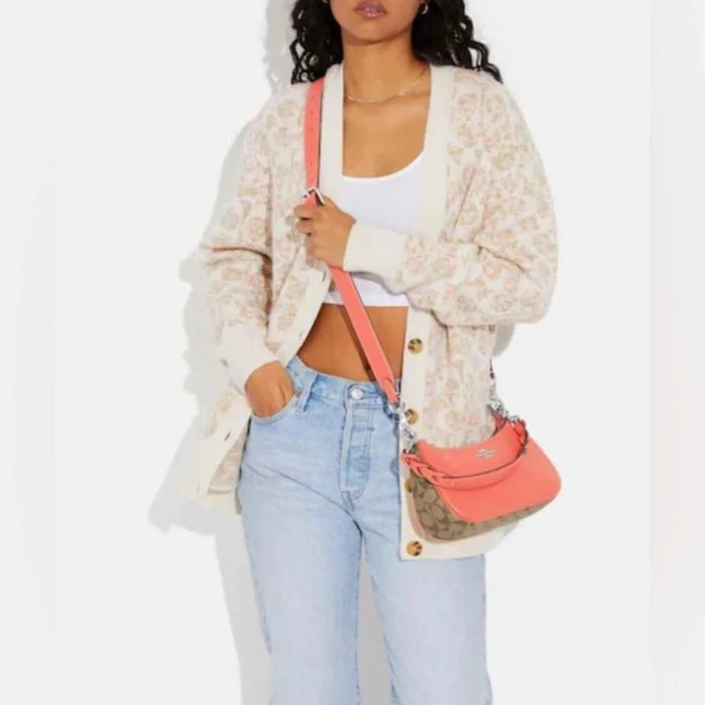 🆕 COACH Teri Shoulder/Crossbody in Silver/Khaki/Tangerine HOT ITEM! - Picture 14 of 16